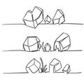 Handdrawn stone rock with single line art style vector