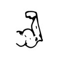 Handdrawn strong arm doodle icon. Hand drawn black sketch. Sign Royalty Free Stock Photo