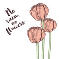 Handdrawn tulip card. Pastel tender colors. Vector illustration