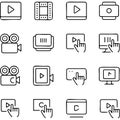 HandDrawn Video and Play Icons Collection in Simple Grid Layout Royalty Free Stock Photo
