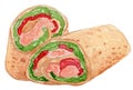 Chicken Wrap Watercolor Illustration Royalty Free Stock Photo