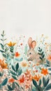 Handdrawn watercolor diary pages, documenting daily encounters with animals and flowers in soothing pastel colors