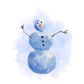 Handdrawn watercolor snowman winter snoowy