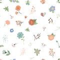 Handdrown seamless floral pattern . Flower vector illustration.