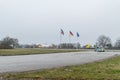 German-Danish border sign at cloudy day Royalty Free Stock Photo