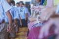 Handfasting. Selective focus on hands of Thai graduation ceremon