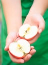 Handful of apples. Woman holding apples in hands Royalty Free Stock Photo