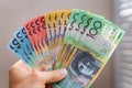 handfull of Australian cash money