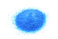 A handful of blue copper sulphate salt