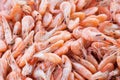 Handful boiled of shrimps on a table