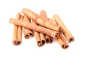 Handful of cinnamon sticks isolated on white background Royalty Free Stock Photo