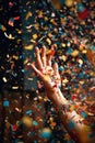 handful of confetti thrown in the air, creating a blurred effect