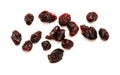 A handful of dark red dried cranberries isolated