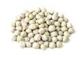 Handful of dried whole green peas closeup on white Royalty Free Stock Photo
