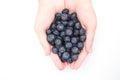 Handful of fresh blueberries isolated on white background Royalty Free Stock Photo