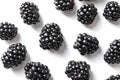 Handful of fresh tasty blackberries isolated on white Royalty Free Stock Photo