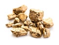 Handful of gold nuggets close-up Royalty Free Stock Photo