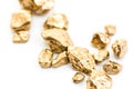 Handful of gold nuggets close-up Royalty Free Stock Photo