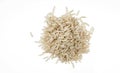 Handful of grains of long-grain rice isolated on white