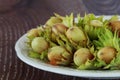 The handful of hazelnuts Royalty Free Stock Photo