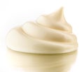 Handful of mayonnaise. Swirl on white. Clipping path.