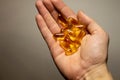 handful of Omega-3 capsules. Vitamins. Healthy lifestyle