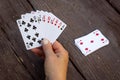 A handful of playing cards, to play the favorite game of belote Royalty Free Stock Photo