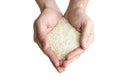 Handful of rice isolated with