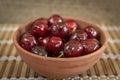 A handful of ripe cherries in a bowl Royalty Free Stock Photo