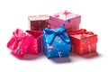 Handful of small gift boxes on a white background Royalty Free Stock Photo