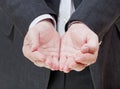 Handful from two palms - hand gesture Royalty Free Stock Photo