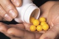 A handful of vitamins in the hand Royalty Free Stock Photo