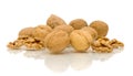 A handful of walnuts on white background Royalty Free Stock Photo