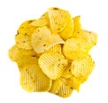 Handful of yellow potato chips Royalty Free Stock Photo