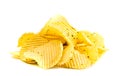 Handful of yellow potato chips Royalty Free Stock Photo