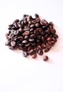 Handfull of coffee on white Royalty Free Stock Photo