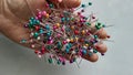 a handfull of colorfull pins Royalty Free Stock Photo