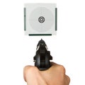 Handgun aimed on a shooting target Royalty Free Stock Photo