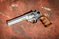 Handgun on the concrete red backgroound Royalty Free Stock Photo