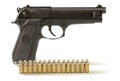 Handgun and fifteen bullets Royalty Free Stock Photo