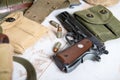 Handgun M1911 government with ammo Royalty Free Stock Photo