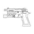 Handgun P320 Glock Outline Icon Illustration on White Background