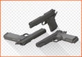 Handgun pistols flat vector isometric