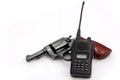 Handgun revolver and Police Radio communication