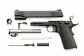 Handgun, seperate disassembled. Royalty Free Stock Photo