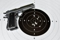 Handgun and shooting target Royalty Free Stock Photo