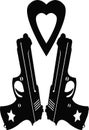 handguns and heart jpg image with SVG Cut file for Cricut and Silhouette