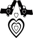 handguns and heart jpg image with SVG Cutfile for Cricut and Silhouette