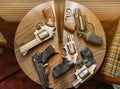 Handguns on a Table