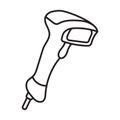 Handheld barcode scanner line art icon for apps and websites